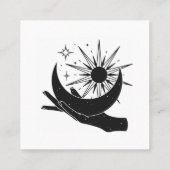 Handgehaltener Mond und Sonnenkollektor Visitenkar Quadratische Visitenkarte (Rückseite)