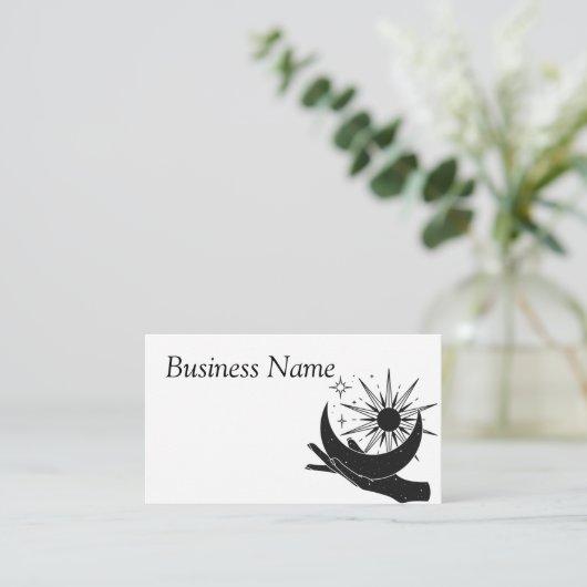 Handgehaltener Mond und Sonnenkollektor Visitenkar Visitenkarte (Stehend Vorderseite)