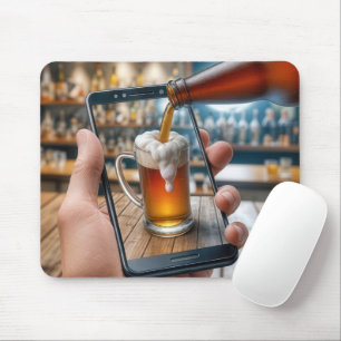 Handgehaltenes Bier auf Smartphone Mousepad