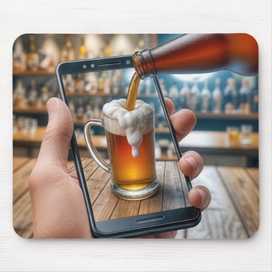 Handgehaltenes Bier auf Smartphone Mousepad (Vorne)