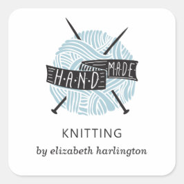 Handgeknetet. Die Ausrüstung der Krocketboote. Kni Quadratischer Aufkleber