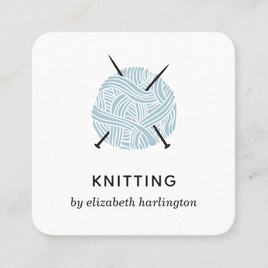 Handgeknetet. Knitter-Crochet-Ausrüstung Quadratische Visitenkarte (Vorderseite)
