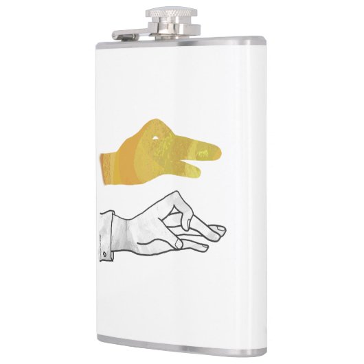 Handgelbe Silhouette Flachmann (Links)