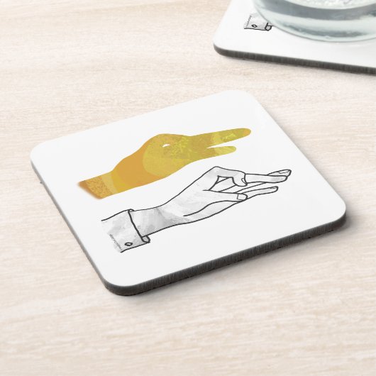 Handgelbe Silhouette Untersetzer (Linke Seite)