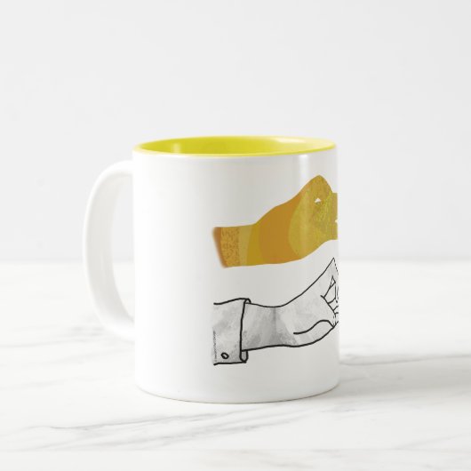 Handgelbe Silhouette Zweifarbige Tasse (Vorderseite Links)