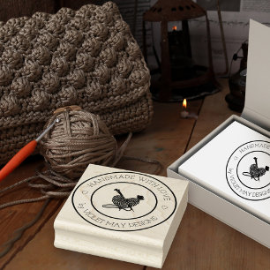 Handgemacht mit Liebe - Herz Strickgarn Handwerk Gummistempel