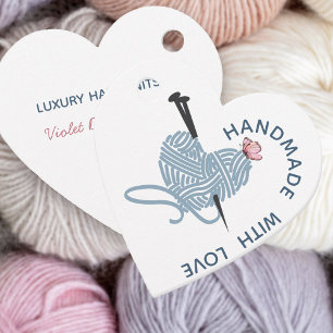 Handgemacht mit Liebe - Herzförmiges Garn & Schmet Geschenkanhänger