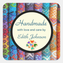 Handgemacht! Quadratischer Aufkleber