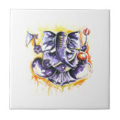 Handgemachte abstrakte Malerei von Lord Ganesha Fliese (Vorderseite)