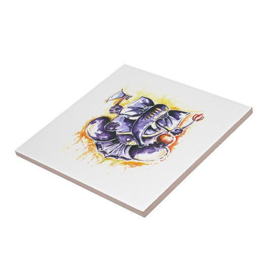 Handgemachte abstrakte Malerei von Lord Ganesha Fliese (Seite)