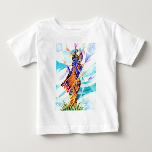 Handgemachte abstrakte Malerei von Lord Krishna Baby T-shirt (Vorderseite)