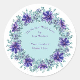 Handgemachte Artikelbezeichnungen Rustikale Lila K Runder Aufkleber