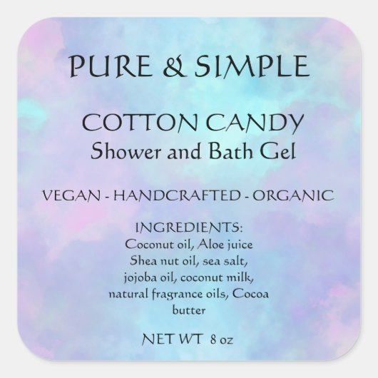 Handgemachte Baumwollkerzendusche Quadratischer Aufkleber (Vorderseite)