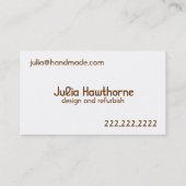 Handgemachte crafty Visitenkarte (Rückseite)