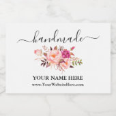 Handgemachte Farbe Rosa Blumenbezeichnungen Schaumweinetikett (Einzelnes Label)