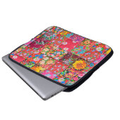 Handgemachte Fliesen mit Blumenmuster als ba Laptopschutzhülle (Vorne Knopf)