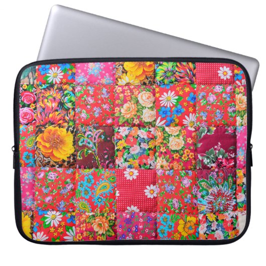 Handgemachte Fliesen mit Blumenmuster als ba Laptopschutzhülle (Vorderseite)