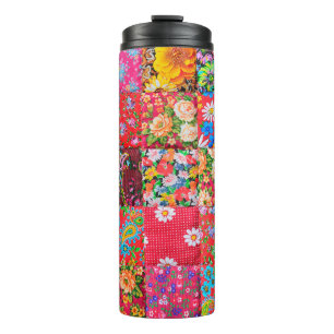 Handgemachte Fliesen mit Blumenmuster als ba Thermosbecher