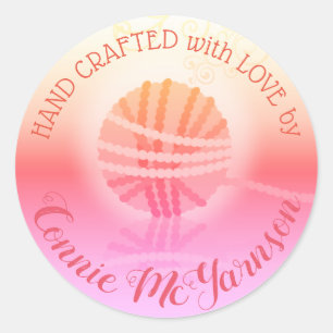 Handgemachte Garnhandwerkzeuge Strickkrüge Runder Aufkleber