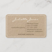 Handgemachte Geschenke Rustikale Kraft-Papiernähte Visitenkarte (Rückseite)