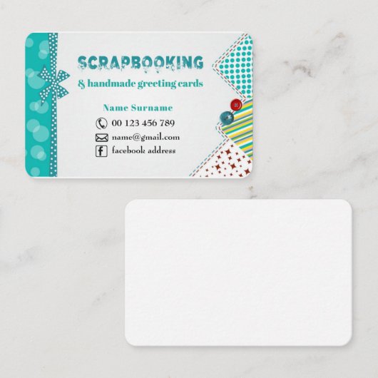 Handgemachte Grußkarten u. Scrapbooking Visitenkarte (Vorne/Hinten)