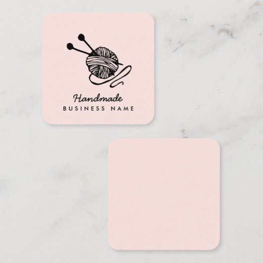 Handgemachte Handarbeit modern gestrickt pink mini Quadratische Visitenkarte (Vorne/Hinten)