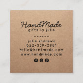 Handgemachte Handarbeit moderne braune Kraftpapier Telefonnummerkarte (Rückseite)