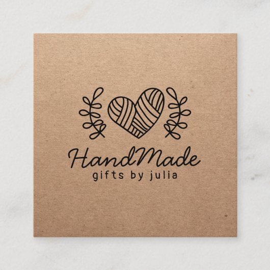 Handgemachte Handarbeit moderne braune Kraftpapier Telefonnummerkarte (Vorderseite)