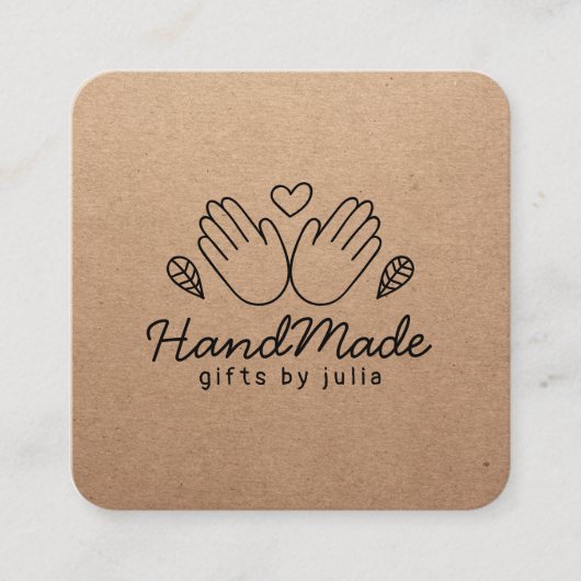 Handgemachte Handarbeit moderne braune Kraftpapier Telefonnummerkarte (Vorderseite)