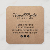 Handgemachte Handarbeit moderne braune Kraftpapier Telefonnummerkarte (Rückseite)