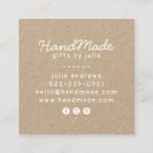 Handgemachte Handarbeit moderne braune Kraftpapier Telefonnummerkarte (Rückseite)