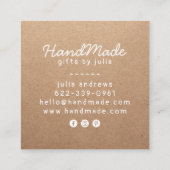 Handgemachte Handarbeit moderne braune Kraftpapier Telefonnummerkarte (Rückseite)