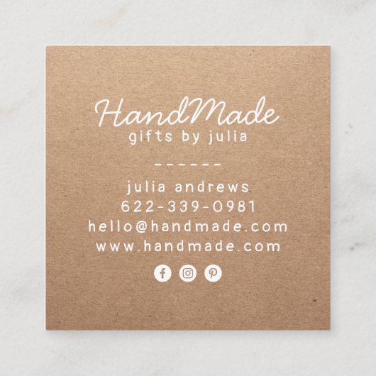 Handgemachte Handarbeit moderne braune Kraftpapier Telefonnummerkarte (Rückseite)