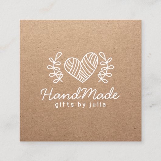 Handgemachte Handarbeit moderne braune Kraftpapier Telefonnummerkarte (Vorderseite)