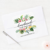 Handgemachte Kalligrafie Tropenfloral Quadratischer Aufkleber (Umschlag)