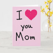 Handgemachte Karte 'Ich liebe dich Mama' (Gelbe Blume)