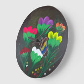 Handgemachte Kunst - Schmetterlingsblüte Große Wanduhr (Winkel)