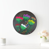 Handgemachte Kunst - Schmetterlingsblüte Große Wanduhr (Zuhause)