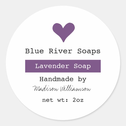 Handgemachte Lavendelseife Runder Aufkleber (Vorderseite)