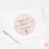 Handgemachte Liebe Typografie minimalistisch rot R Runder Aufkleber (Umschlag)