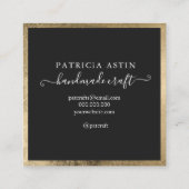Handgemachte Liebe Typografie, modernes goldschwar Quadratische Visitenkarte (Rückseite)