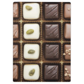 Handgemachte Luxusschokolade in einem Kasten Klemmbrett (Rückseite)