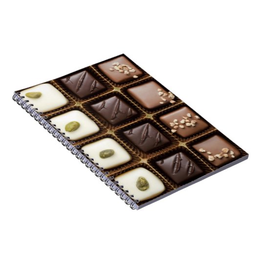 Handgemachte Luxusschokolade in einem Kasten Notizblock (Rechte Seite)