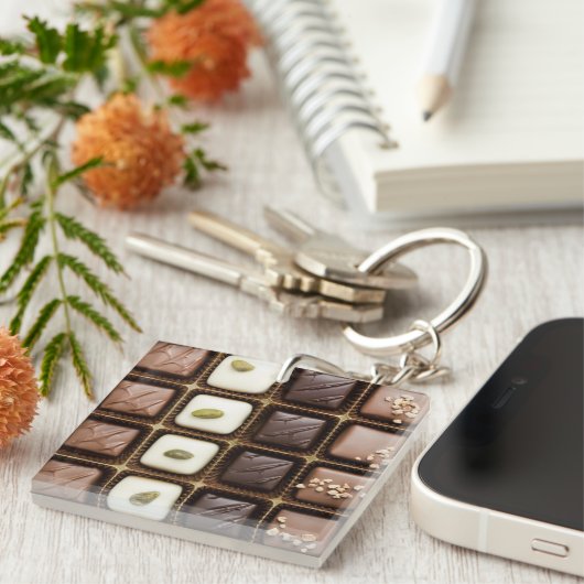 Handgemachte Luxusschokolade in einem Kasten Schlüsselanhänger (Vorderseite rechts)