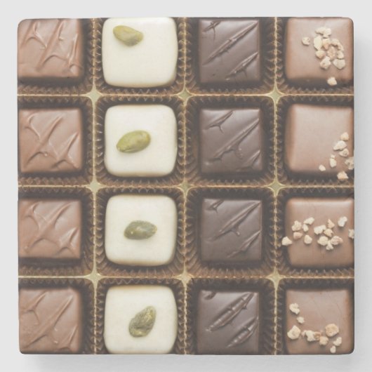 Handgemachte Luxusschokolade in einem Kasten Steinuntersetzer (Vorderseite)