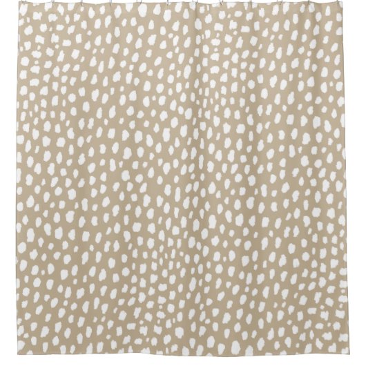 Handgemachte Polka-Punktpinsel (weiß/braun) Duschvorhang (Vorderseite)