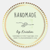 Handgemachte rustikale, grüne goldene Rahmen Runder Aufkleber (Vorderseite)