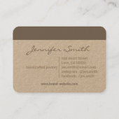 Handgemachte rustikale Naturpapierarmband Visitenkarte (Rückseite)