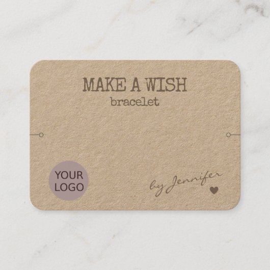 Handgemachte rustikale Naturpapierarmband Visitenkarte (Vorderseite)