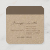 Handgemachte rustikale Naturpapierklammereimer Quadratische Visitenkarte (Rückseite)